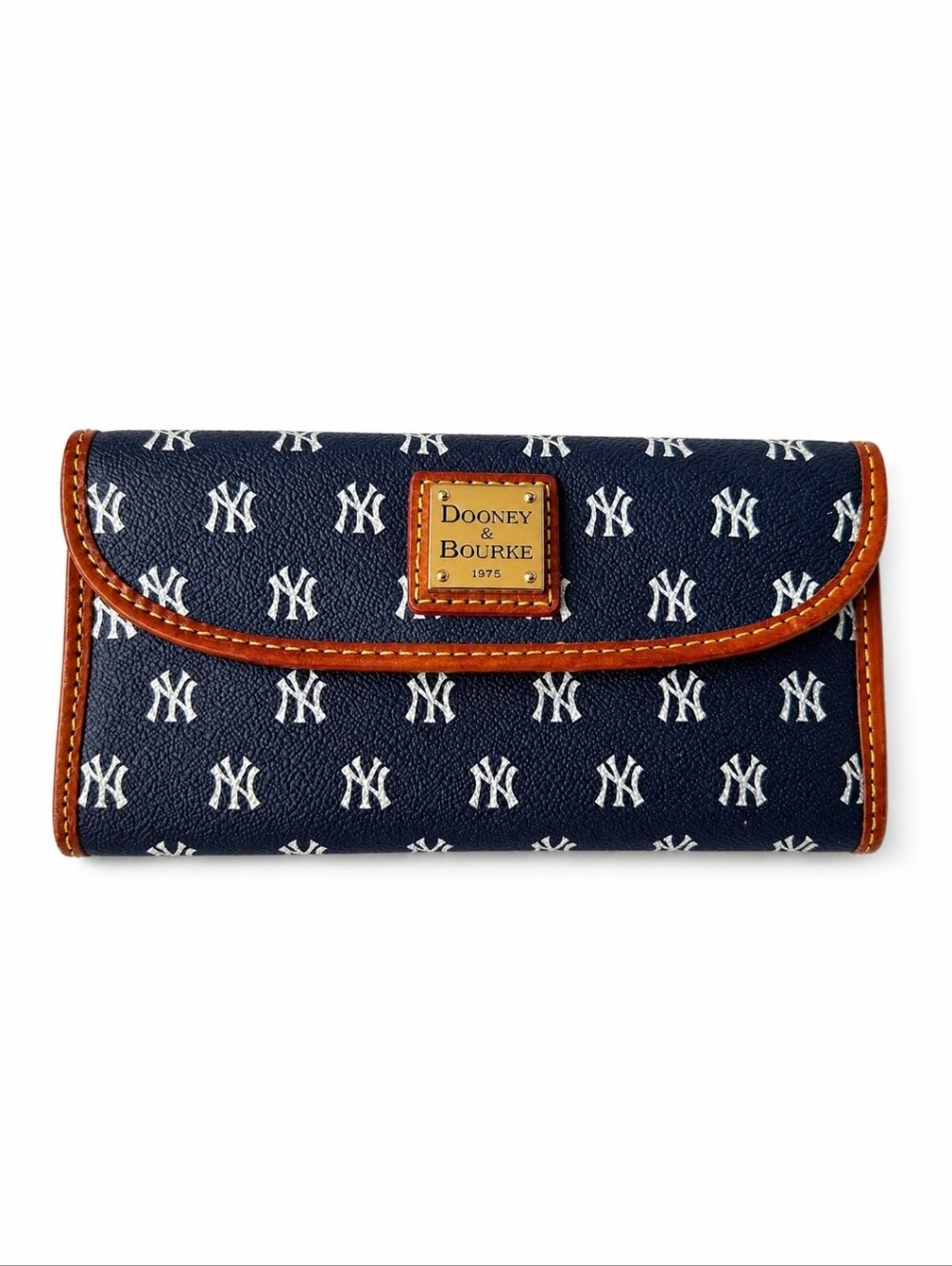 Dooney & Bourke New York Yankees MLB Genuine Continental Wallet Logo Print EUC